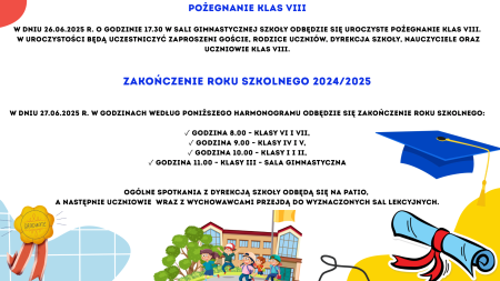 ZAKOŃCZENIE ROKU SZKOLNEGO 2024/25