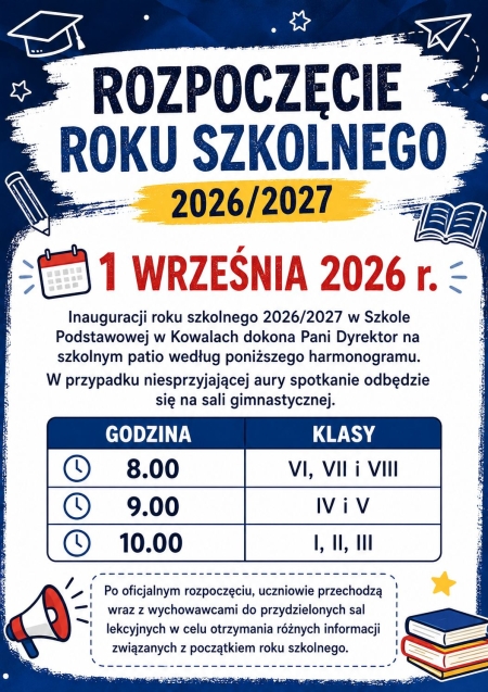 Zozpoczęcie roku szkolnego 2026/2027.